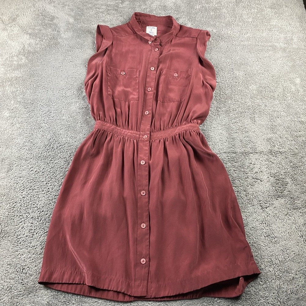 Yellow is Gold by Sunshine &‎ Shadow Open-Back Shirtdress Women Medium Red Silk